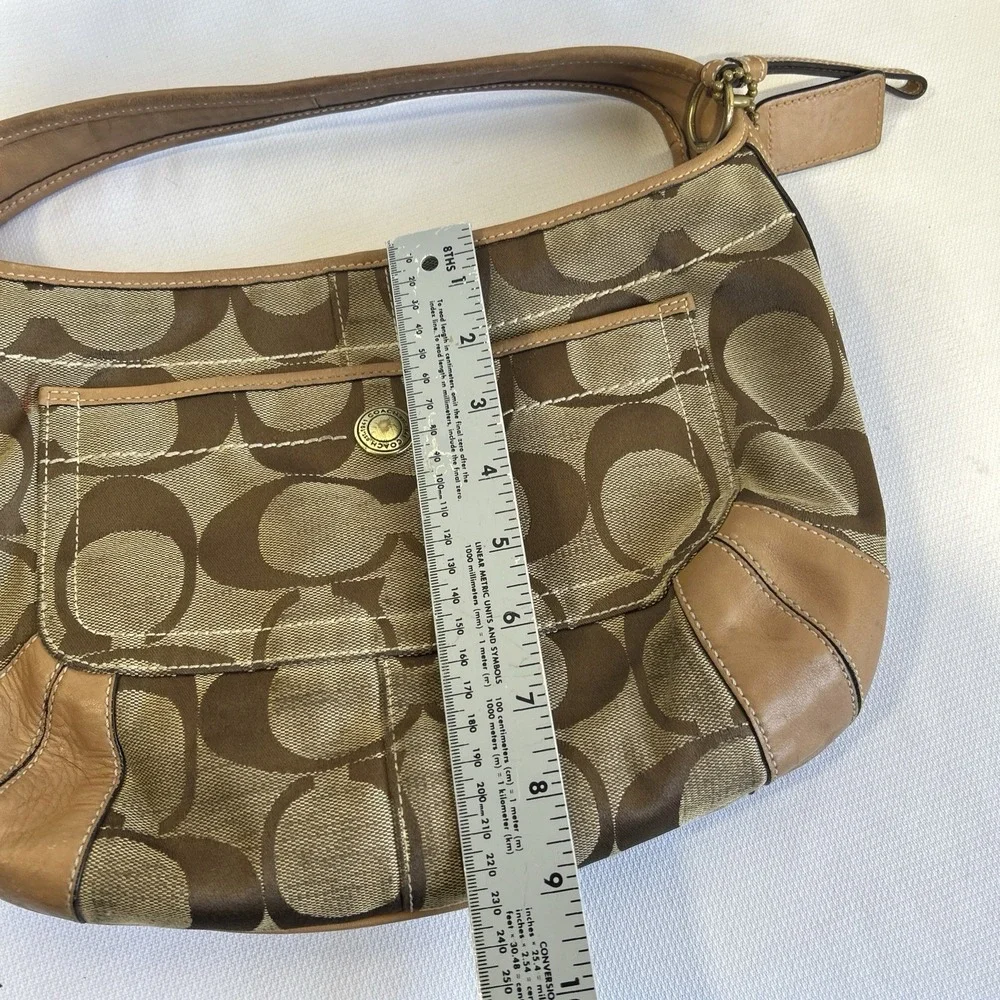 Vintage Y2K Coach Ergo Signature Hobo Bag Womens Khaki 10764 Canvas Leather Trim
